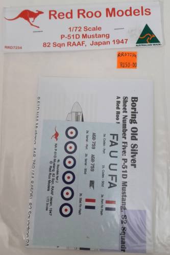 DISCOUNT DECALS 1/72 5135 RRD7234   P-51D Mustang  82 Sqn RAAF  Japan 1947   Red Roo Models