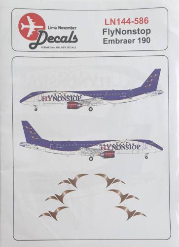 DISCOUNT DECALS 1/144 5285 LN144-586 FLYNONSTOP EMBRAER 190 Lima November Decals