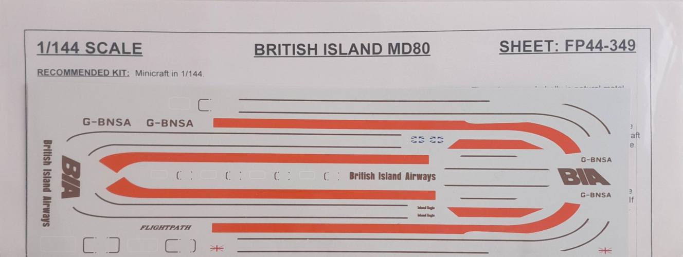 DISCOUNT DECALS 1/144 5349 FP44-349 BRITISH ISLAND MD80