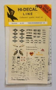 HI DECAL 1/72 1423. 72010 A-10 THUNDERBOLT II