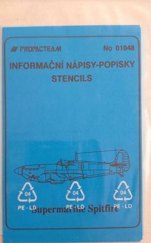 DISCOUNT DECALS  5453 No 01048 SUPERMARINE SPITFIRE STENCILS Propacteam