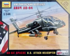 ZVEZDA 1/144 7408 AH-64 APACHE US ATTACK HELICOPTER