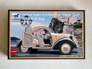 BRONCO 1/35 35165 ITALIAN LIGHT CIVILIAN CAR  OPEN TOP  WITH LADY   DOG