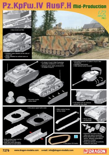 DRAGON 1/72 7279 PZ.KPFW.IV AUSF.H MID-PRODUCTION
