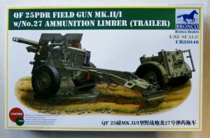 BRONCO 1/35 35046 QF 25pdr FIELD GUN Mk.II/I WITH No.27 AMMUNITION LIMBER  TRAILER 
