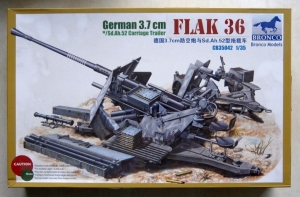 BRONCO 1/35 35042 GERMAN 3.7cm FLAK 36 w/Sd.Ah.52 CARRIAGE TRAILER