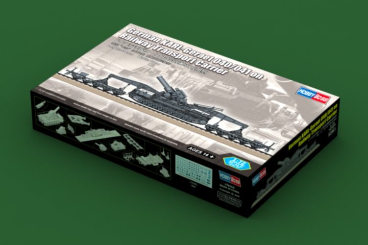 HOBBYBOSS 1/72 82961 GERMAN KARL-GERAET 040/041 ON RAILWAY TRANSPORT CARRIER