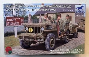 BRONCO 1/35 35106 US GPW 1/4 TON 4x4 UTILITY TRUCK  Mod.1942  W/ 10-cwt TRAILER   AIRBORNE CREW