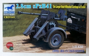 BRONCO 1/35 35141 2.8CM sPzB41 ON LARGER STEEL WHEELED CARRIAGE WITH TRAILER
