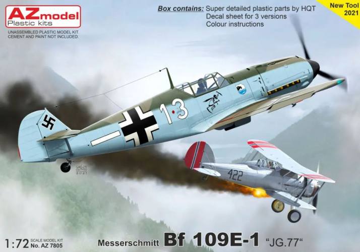 AZ MODEL 1/72 7805 MESSERSCHMITT BF 109E-1 JG.77