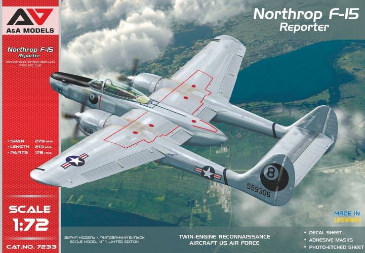 A   A MODELS 1/72 7233 NORTHROP F-15 REPORTER
