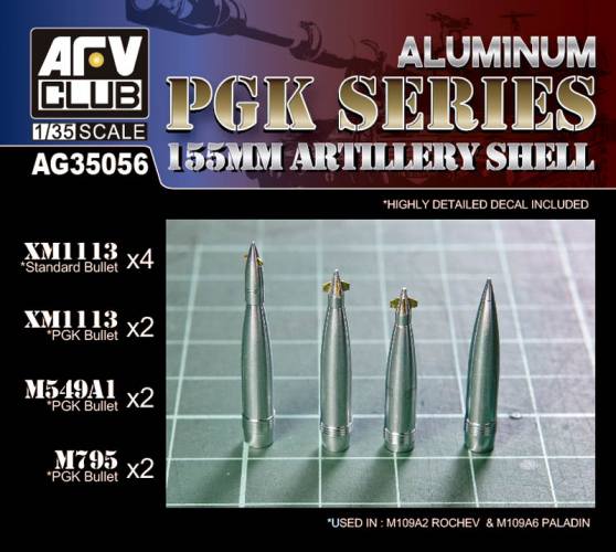 AFV CLUB  35056 ALUMINIUM PGK SERIES 155MM ARTILLERY SHELL