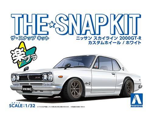 AOSHIMA 1/32 06471 NISSAN SKYLINE 2000 GT-R CUSTOM WHEELS  WHITE 