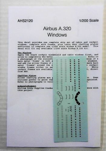 AIRLINE HOBBY SUPPLIES 1/200 1713. AHS2120 AIRBUS A320 WINDOWS