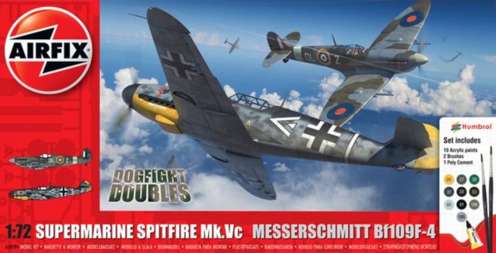 AIRFIX 1/72 50194 DOGFIGHT DOUBLES SUPERMARINE SPITFIRE MK.VC   MESSERSCHMITT BF109F-4