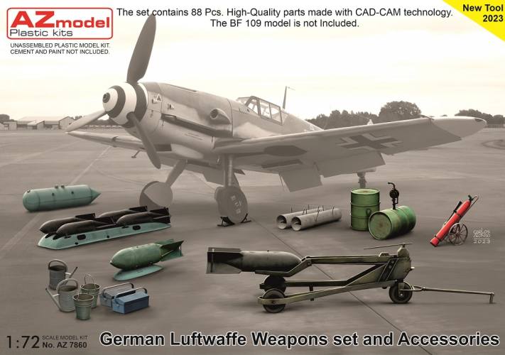AZ MODEL 1/72 7860 GERMAN LUFTWAFFE WEAPONS SET AND ACCESSORIES