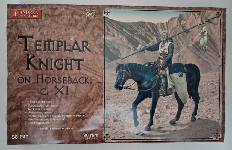 ANDREA MINIATURES 1/18 S8-F40 TEMPLAR KNIGHT ON HORSEBACK  C. XI