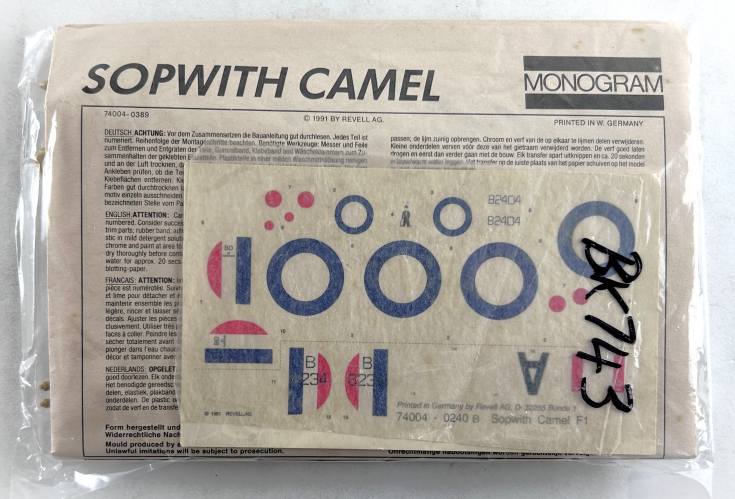 MONOGRAM 1/48 74004 SOPWITH CAMEL  NO BOX 