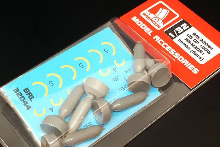 BRENGUN 1/32 32044 US GP 100LB AN-M30R1 BOMBS  6PCS 