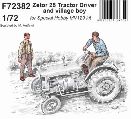 CMK 1/72 72382 ZETOR 25 TRACTOR DRIVER AND VILLAGE BOY