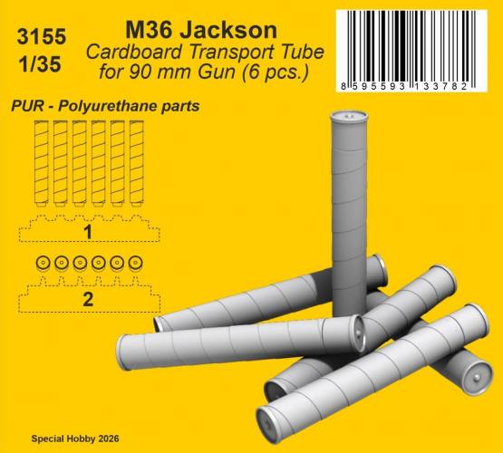 CMK 1/35 3155 M36 JACKSON CARDBOARD TRANSPORT TUBE FOR 90MM GUN  6PCS 