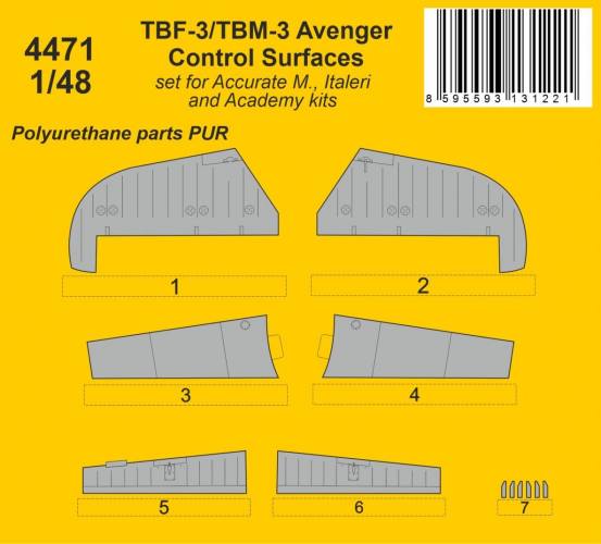 CMK 1/48 4471 TBF-3/TBM-3 AVENGER CONTROL SURFACES