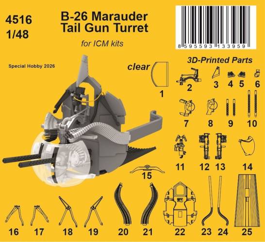 CMK 1/48 4516 B-26 MARAUDER TAIL GUN TURRET 
