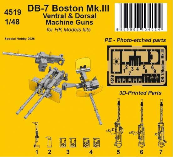 CMK 1/48 4519 DB-7 BOSTON MK.III VENTRAL AND DORSAL MACHINE GUNS