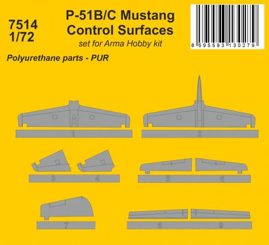 CMK 1/72 7514 P-51B/C MUSTANG CONTROL SURFACES