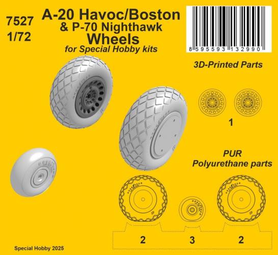 CMK 1/72 7527 A-20 HAVOC/BOSTON   P-70 NIGHTHAWK WHEELS