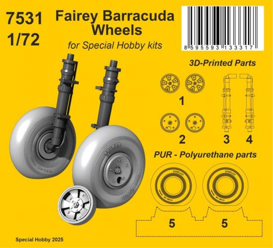 CMK 1/72 7531 FAIREY BARRACUDA WHEELS FOR SPECIAL HOBBY KITS