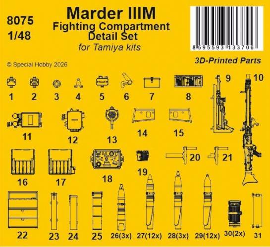 CMK 1/48 8075 MARDER IIIM FIGHTING COMPARTMENT DETAIL SET