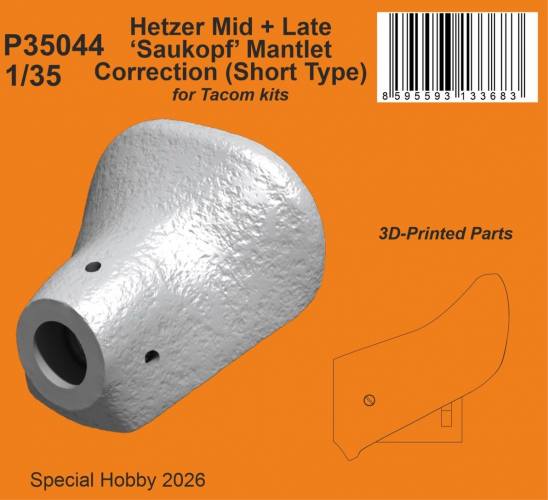 CMK 1/35 P35044 HETZER MID   LATE SAUKOPF MANTLET CORRECTION SHORT TYPE