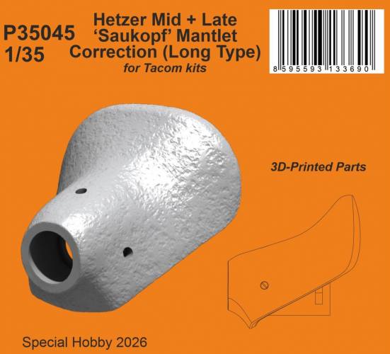CMK 1/35 P35045 HETZER MID   LATE SAUKOPF MANTLET CORRECTION LONG TYPE