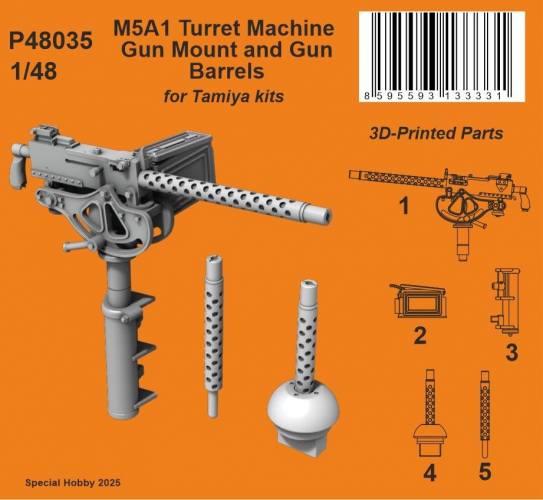 CMK 1/48 P48035 M5A1 TURRET MACHIUNE GUN MOUNT AND GUN BARRELS FOR TAMIYA KITS