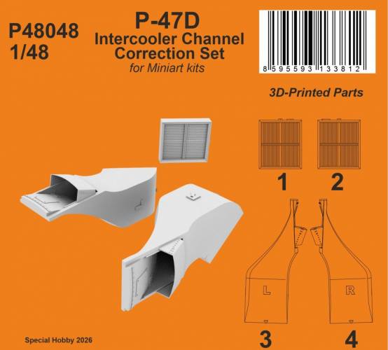 CMK 1/48 P48048 P-47D INTERCOOLER CHANNEL CORRECTION SET