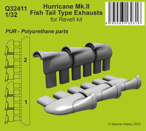 CMK 1/32 32411 HURRICANE MK.II FISH TAIL TYPE EXHAUSTS