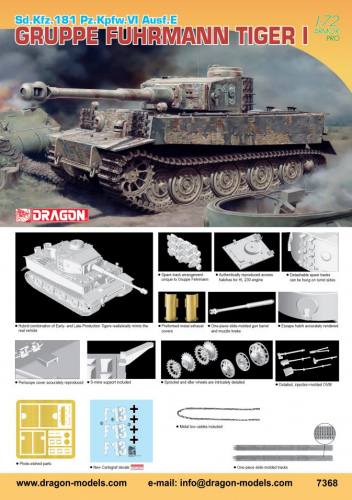 DRAGON 1/72 7368 PZ.KPFW.VI AUSF.E SD.KFZ.181 GRUPPE FEHRMANN TIGER I