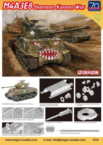 DRAGON 1/72 7570 SHERMAN M4A3E8 KOREAN WAR