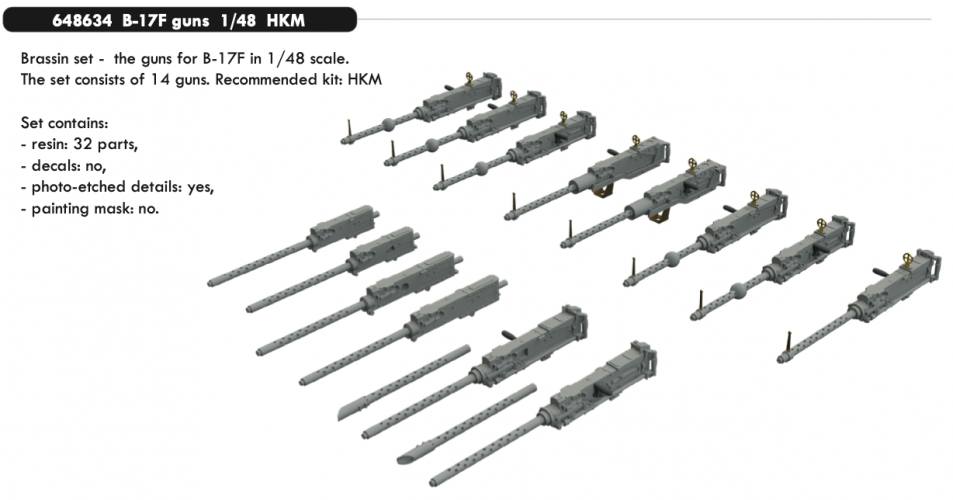 EDUARD 1/48 648634 B-17F GUNS