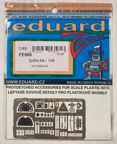 EDUARD 1/48 FE960 SPITFIRE MK.I FOR TAMIYA KIT