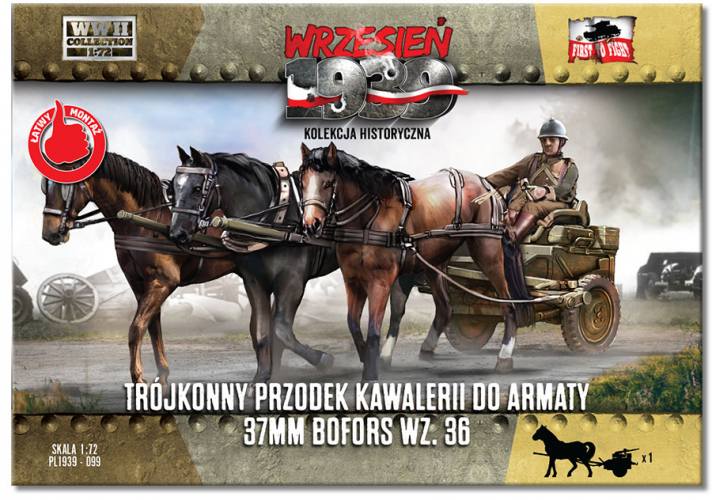 FIRST TO FIGHT 1/72 099 THREE HORSE CAVALRY CARRIAGE FOR 37MM BOFORS WZ.36