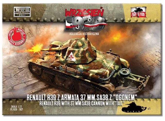 FIRST TO FIGHT 1/72 107 RENAULT R39 WITH 37MM SA38 CANNON WITH TAIL