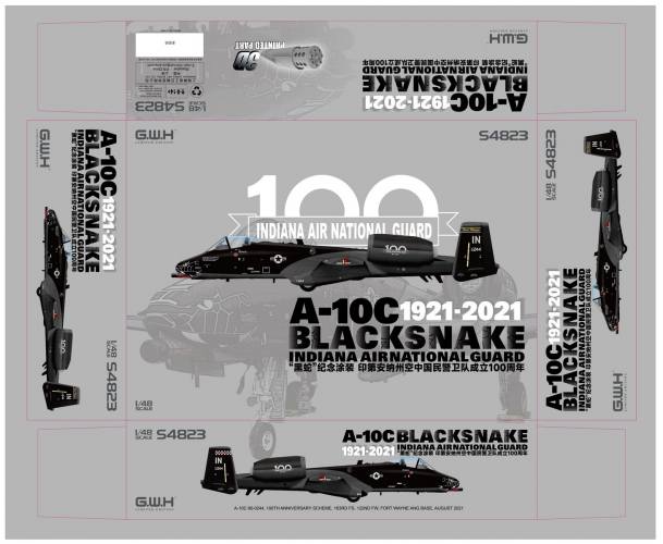 GREATWALL HOBBY 1/48 S4823 FAIRCHILD A-10C BLACKSNAKE 1921-2021 INDIANA AIRMATIONAL GUARD  UK SALE ONLY 