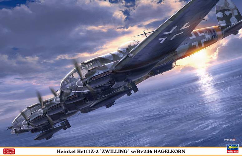 HASEGAWA 1/72 02305 HEINKEL HE111Z-2 ZWILLING W/BV246 HAGELKORN
