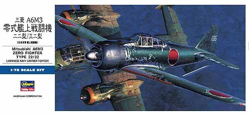 HASEGAWA 1/72 D26 MITUBISHI A6M2 ZERO FIGHTER TYPE 22/32 