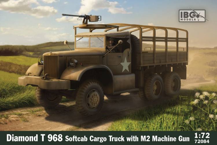 IBG MODELS 1/72 72084 DIAMOND T 968 SOFTCAB CARGO TRUCK WITH M2 MACHINE GUN