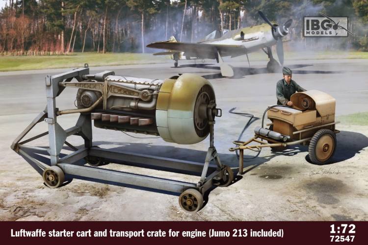 IBG MODELS 1/72 72547 LUFTWAFFE STARTER CART AND TRANSPORT CRATE FOR JUMO 213 ENGINE  ENGINE INCLUDED 