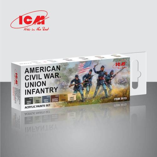ICM  3013 AMERICAN CIVIL WAR UNION INFANTRY ACRYLIC PAINT SET  UK SALE ONLY 