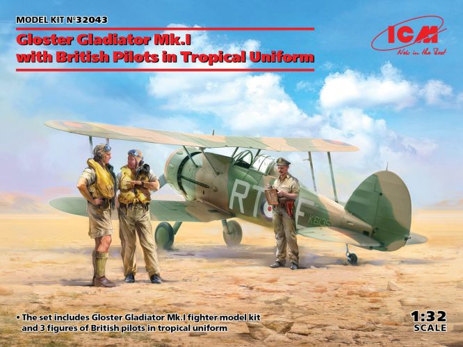ICM 1/32 32043 GLOSTER GLADIATOR MK.I WITH BRITISH PILOTS IN TROPICAL UNIFORM